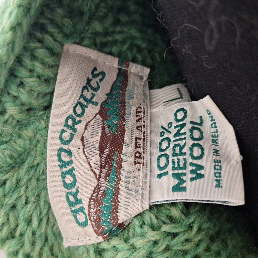 Aran Crafts Zip Cardigan Sweater Womens L Hooded Merino Wool Ireland Cable Knit - Picture 6 of 6